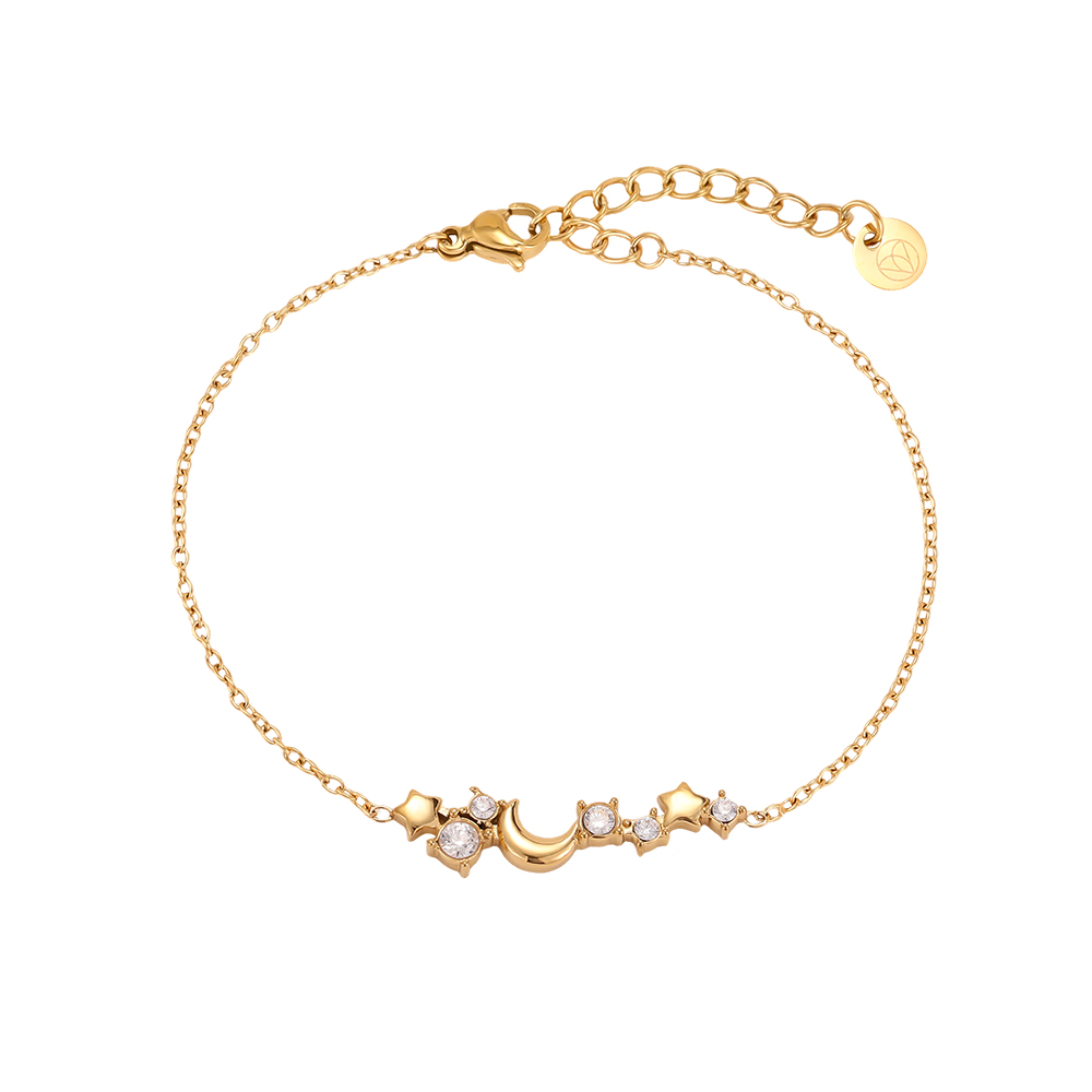 Edelstahl Armband 17cm Sterne und Mond
