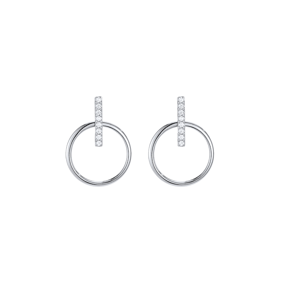 Edelstahl Ohrringe 20mm Zirkonia und Ring