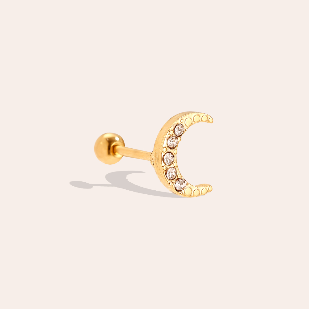 Edelstahl Piercing 8mm Diamond Moon