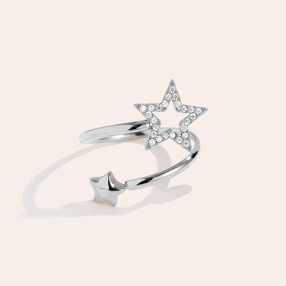 Edelstahl Ring Verstellbarer Sternchen Hug