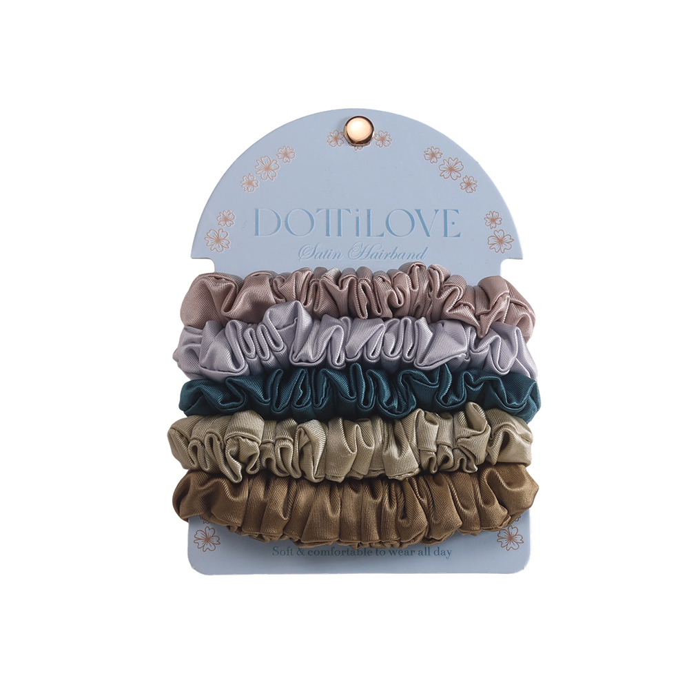 5 Stk. dunkle Farben Pastel Satin Scrunchie Set 