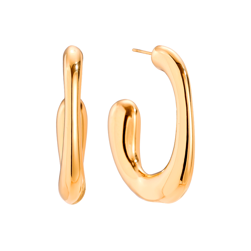 Edelstahl Ohrringe 40mm Fine Half Egg Hoop