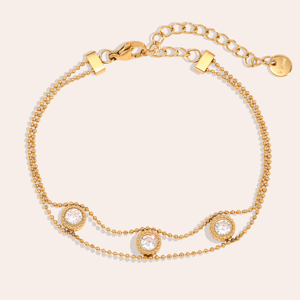 Edelstahl Armband 17.5cm Schlicht Zirkonia