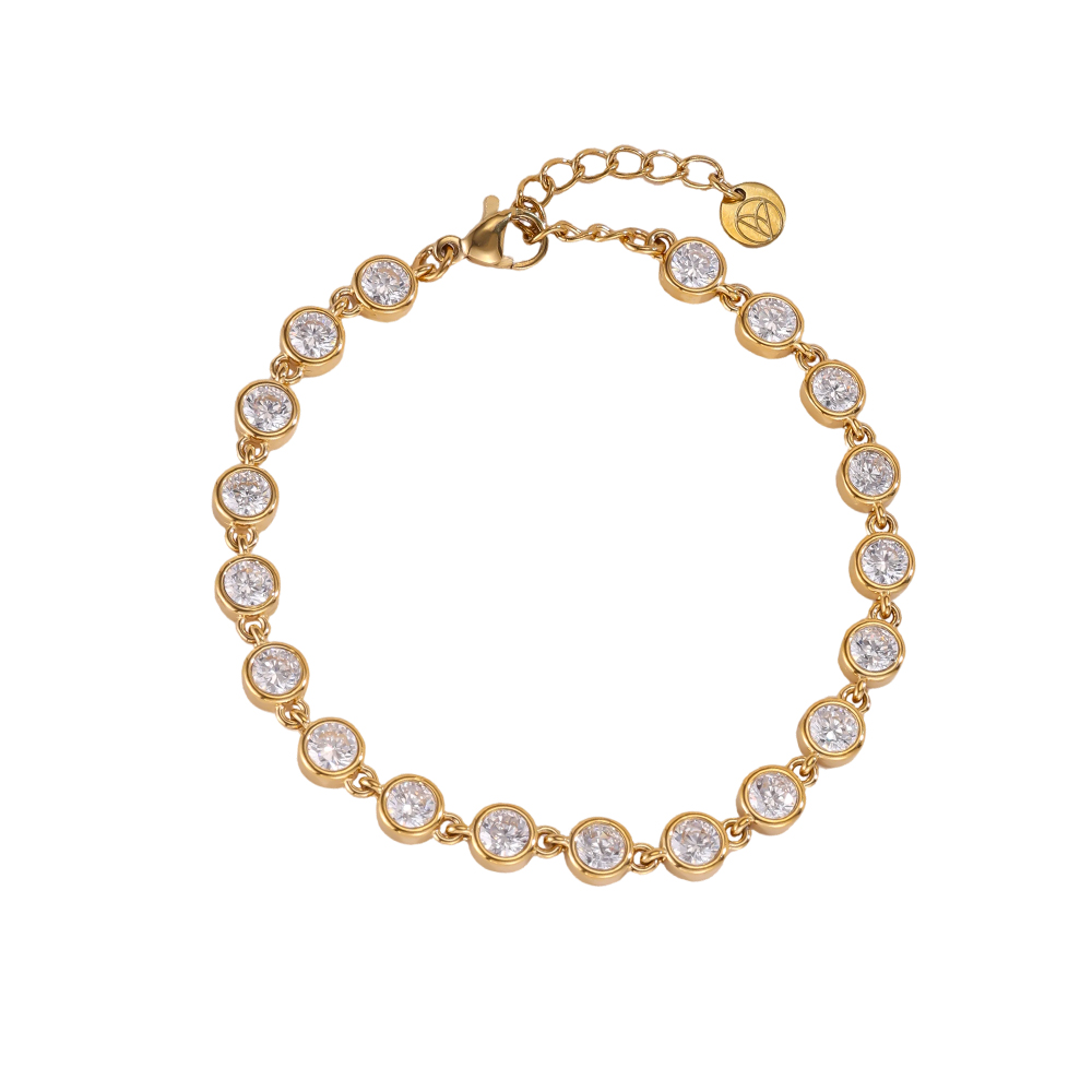 Edelstahl Armband 16cm funkelnde Zirkonia Kette