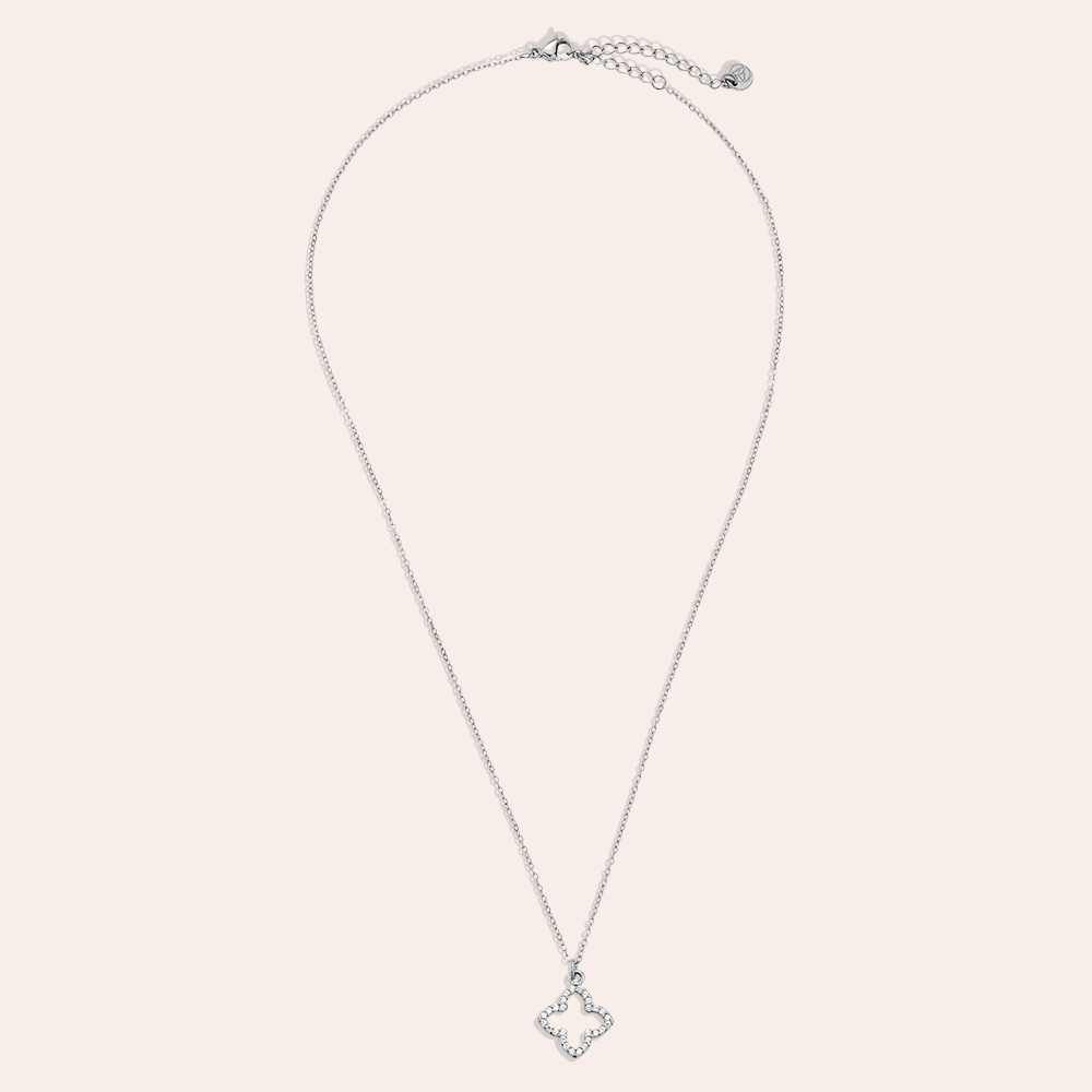 Edelstahl Halskette 40cm Classic Diamond Lucky Flower
