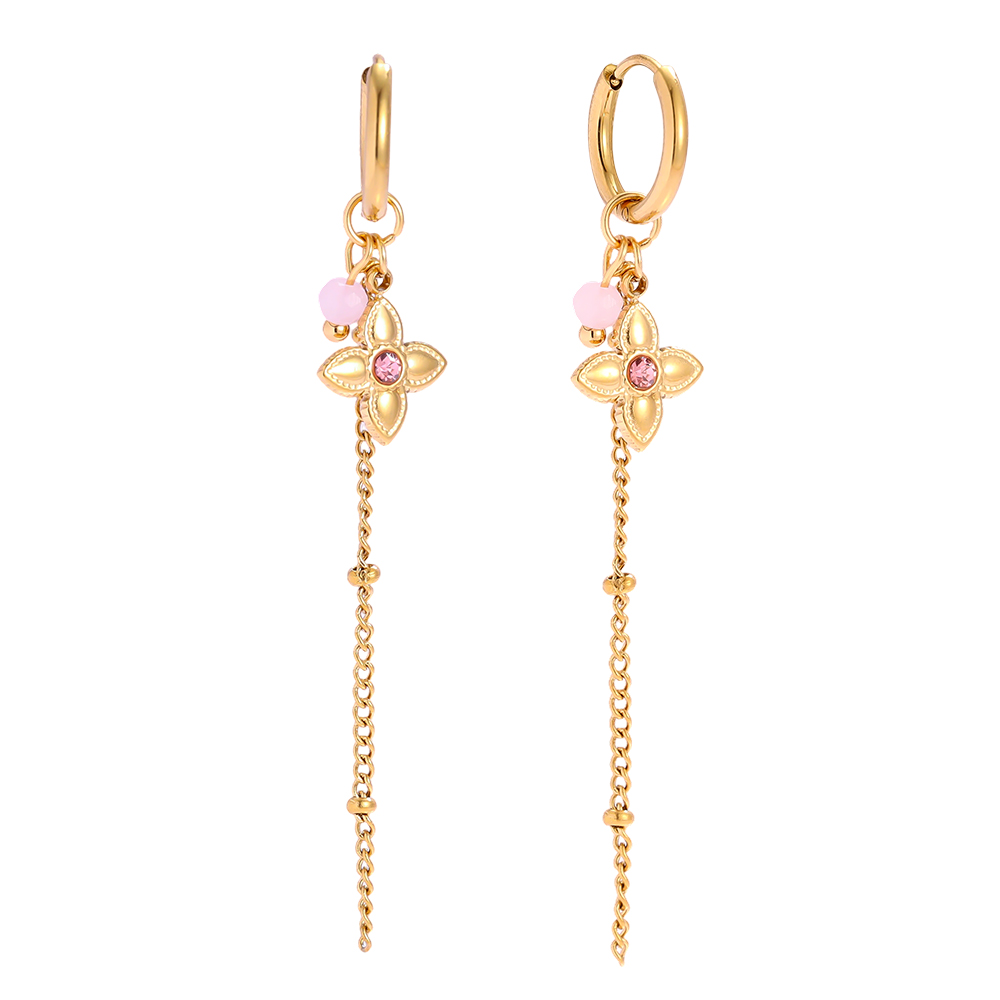 Edelstahl Ohrringe 60*10mm Blume mit Kette 