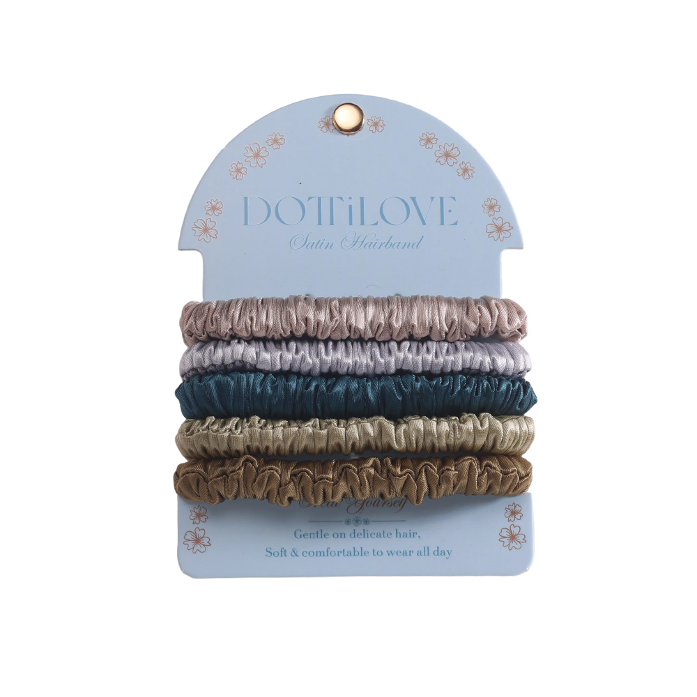5 Stk. dunkle Farben Pastel Satin Scrunchie Set    