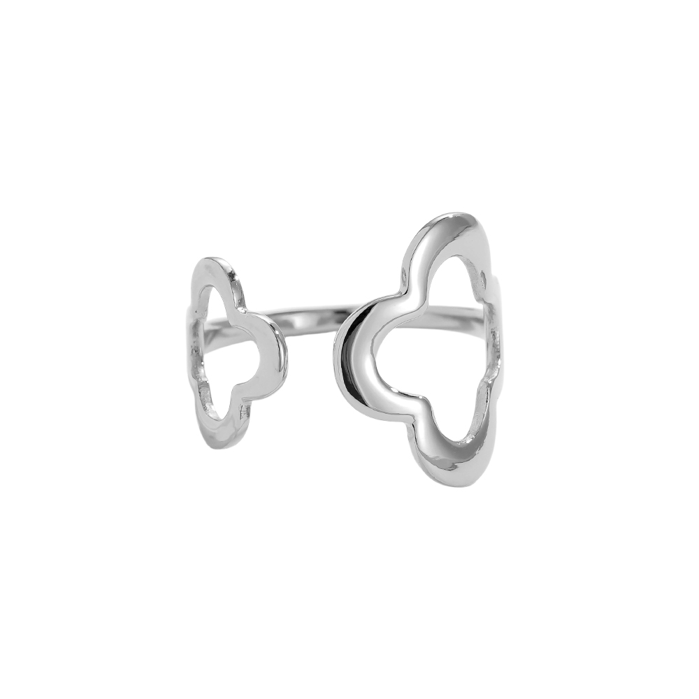 Edelstahl Ring Two Lucky Flower