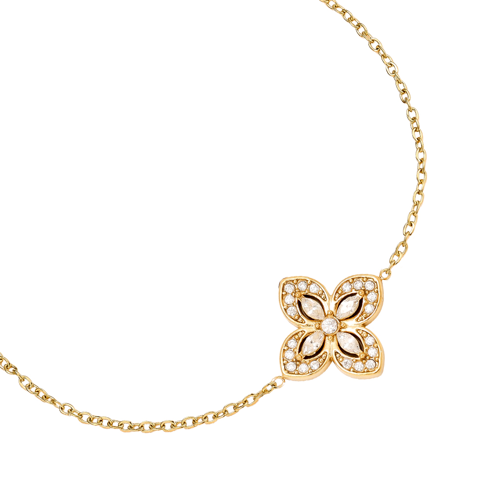 Edelstahl Armkette 16cm Fancy Diamond Flower