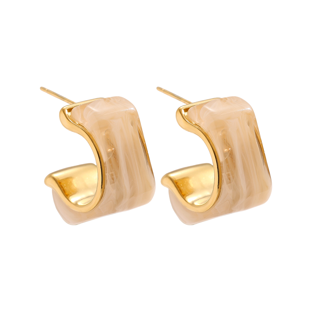 Edelstahl Ohrringe 25mm Cube Half Hoop Resin