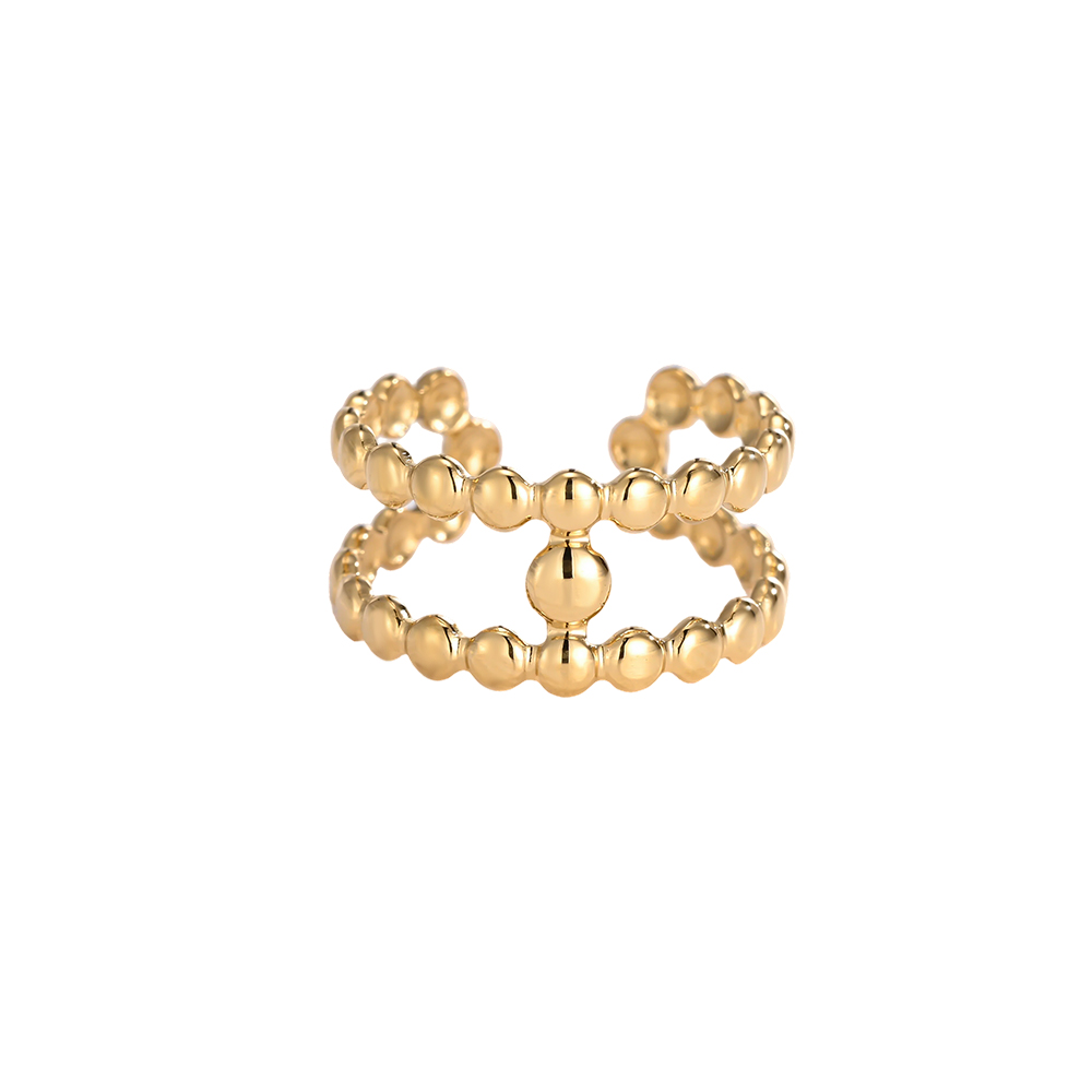 Edelstahl Ring Verstellbar klein Doppelreihe Kugel