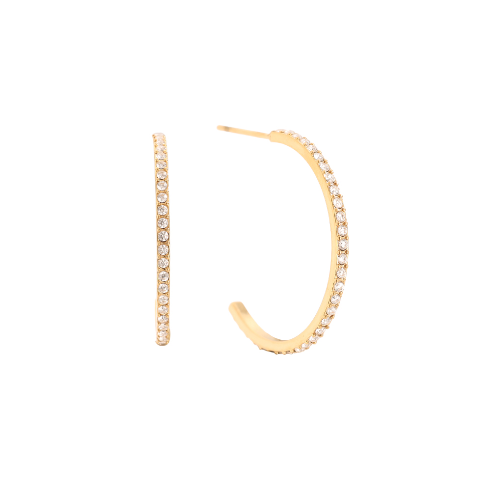 Edelstahl Ohrringe 20mm Simple Diamond Half Hoop