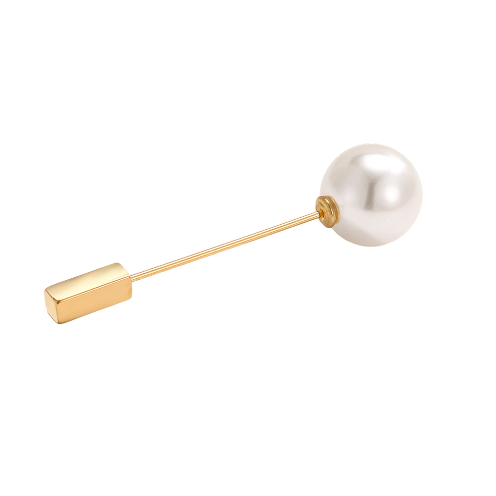 6cm eine Perle Edelstahl Brosche   