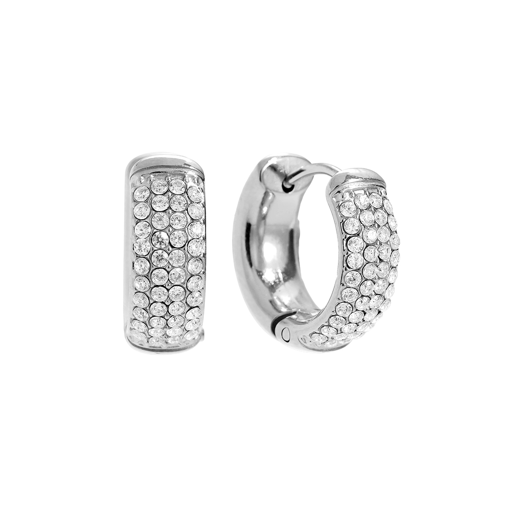 Edelstahl Ohrringe 1.0cm 4 Lines Diamond