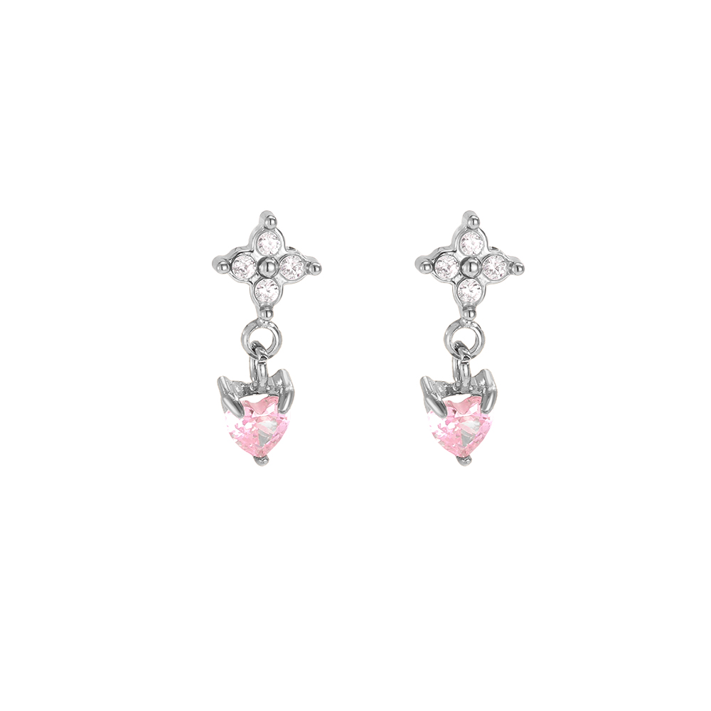 Edelstahl Ohrringe 11mm Mini Zirkonia Blumen Kleeblatt Herzförmig