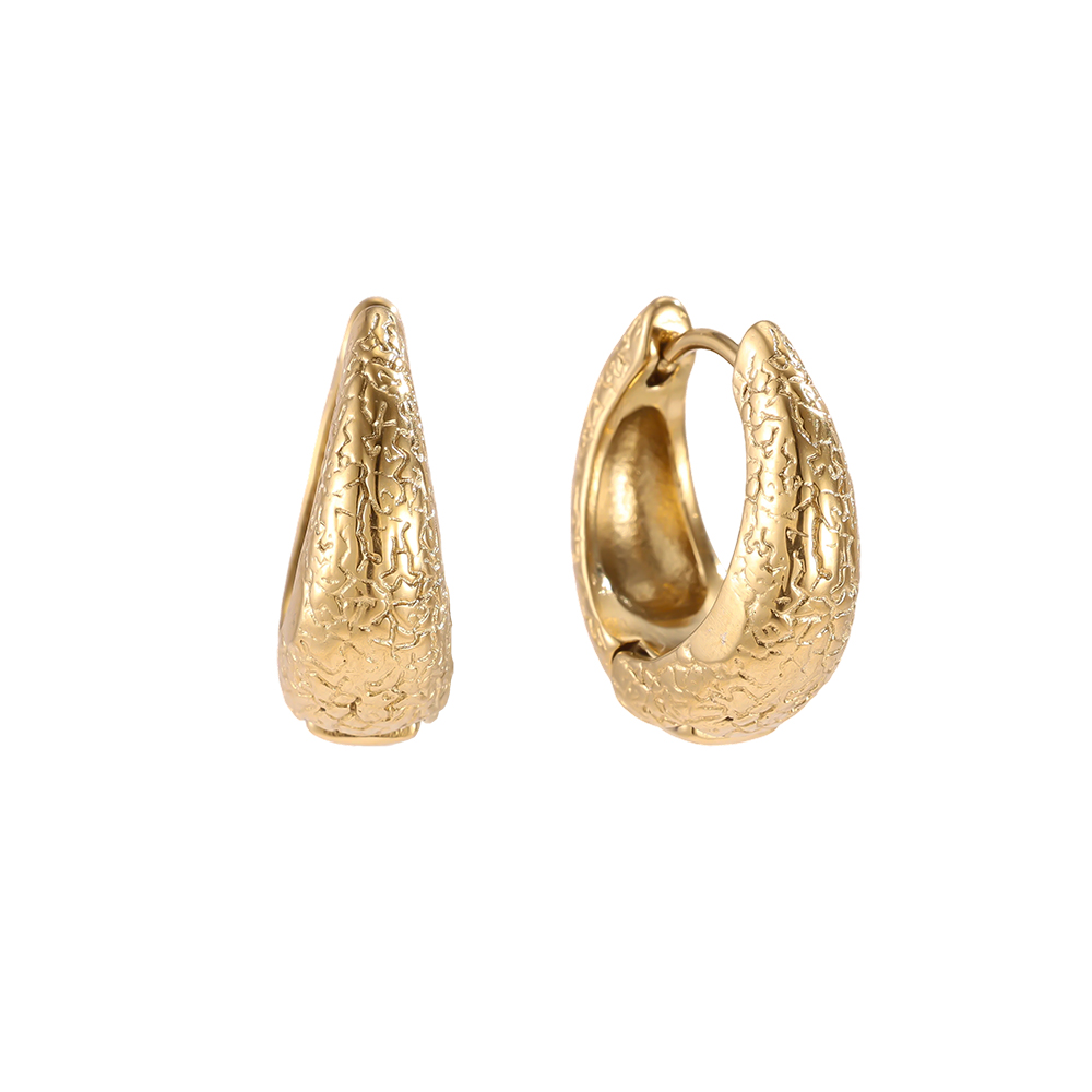 Edelstahl Ohrringe 20mm Strukturiert goldene Creolen  