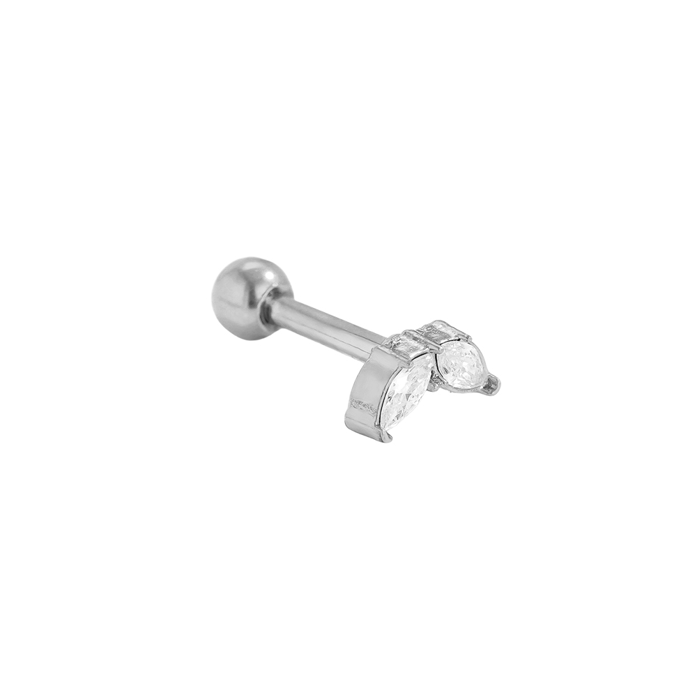 Edelstahl Piercing 6mm Mini Diamond Leaf