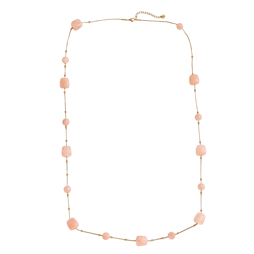 Edelstahl Halskette 90cm Harzwürfel und Perlchen