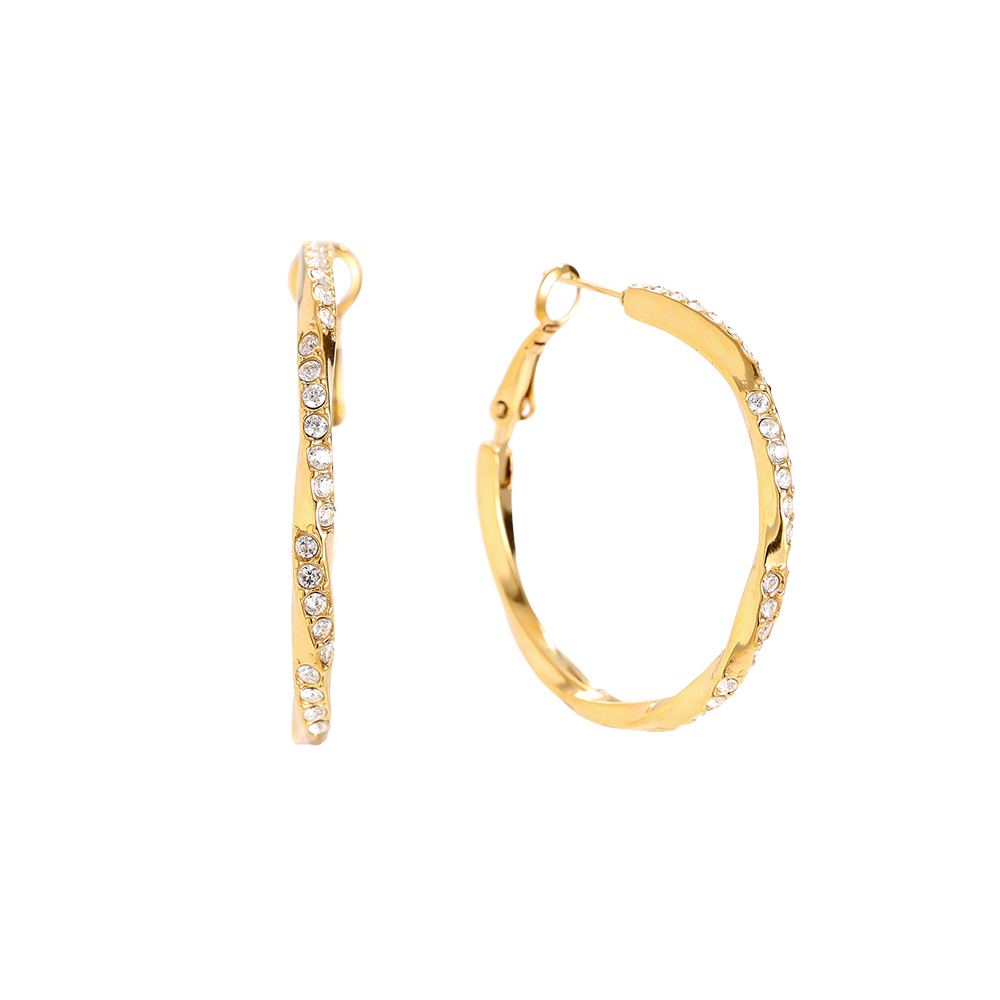 Edelstahl Ohrringe 3.4cm Light Twist Diamond Hoop