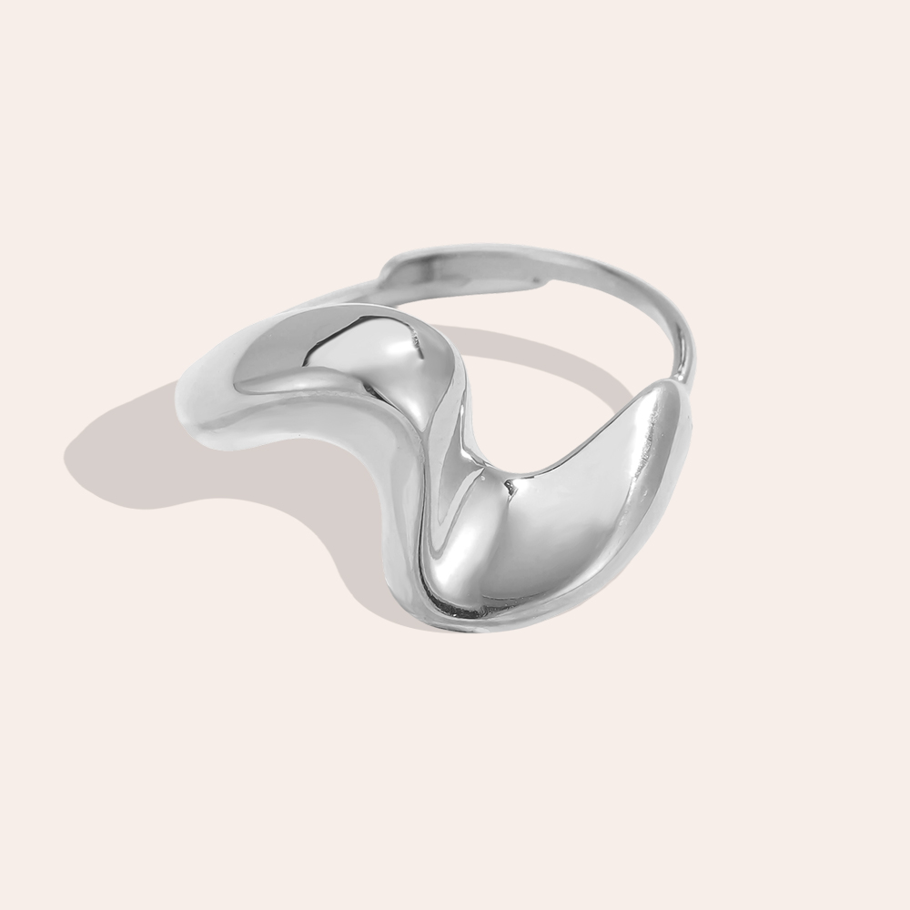 Edelstahl Ring Verstellbarer reliefartige Wellen