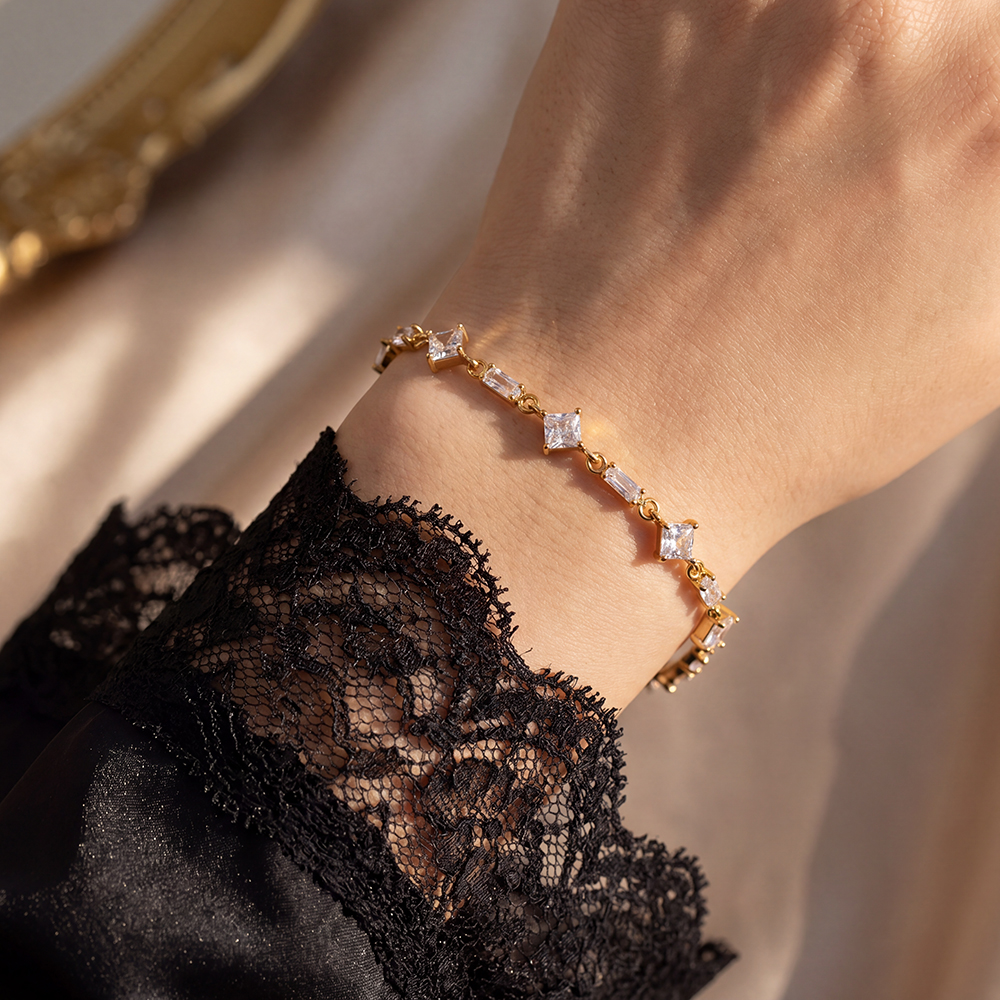 Edelstahl Armband 17cm viele verschiedene Zirkonia Ketten