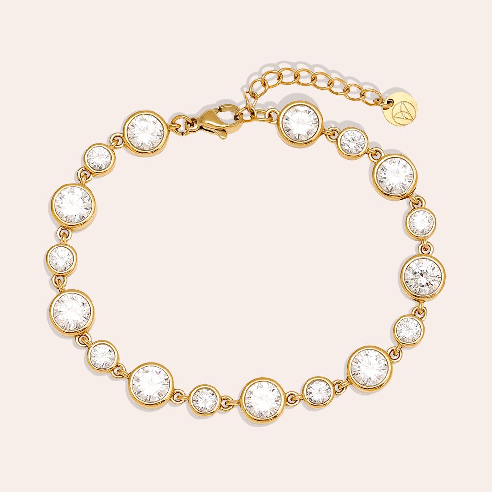 Edelstahl Armkette 16cm Fancy Round Diamond Chain