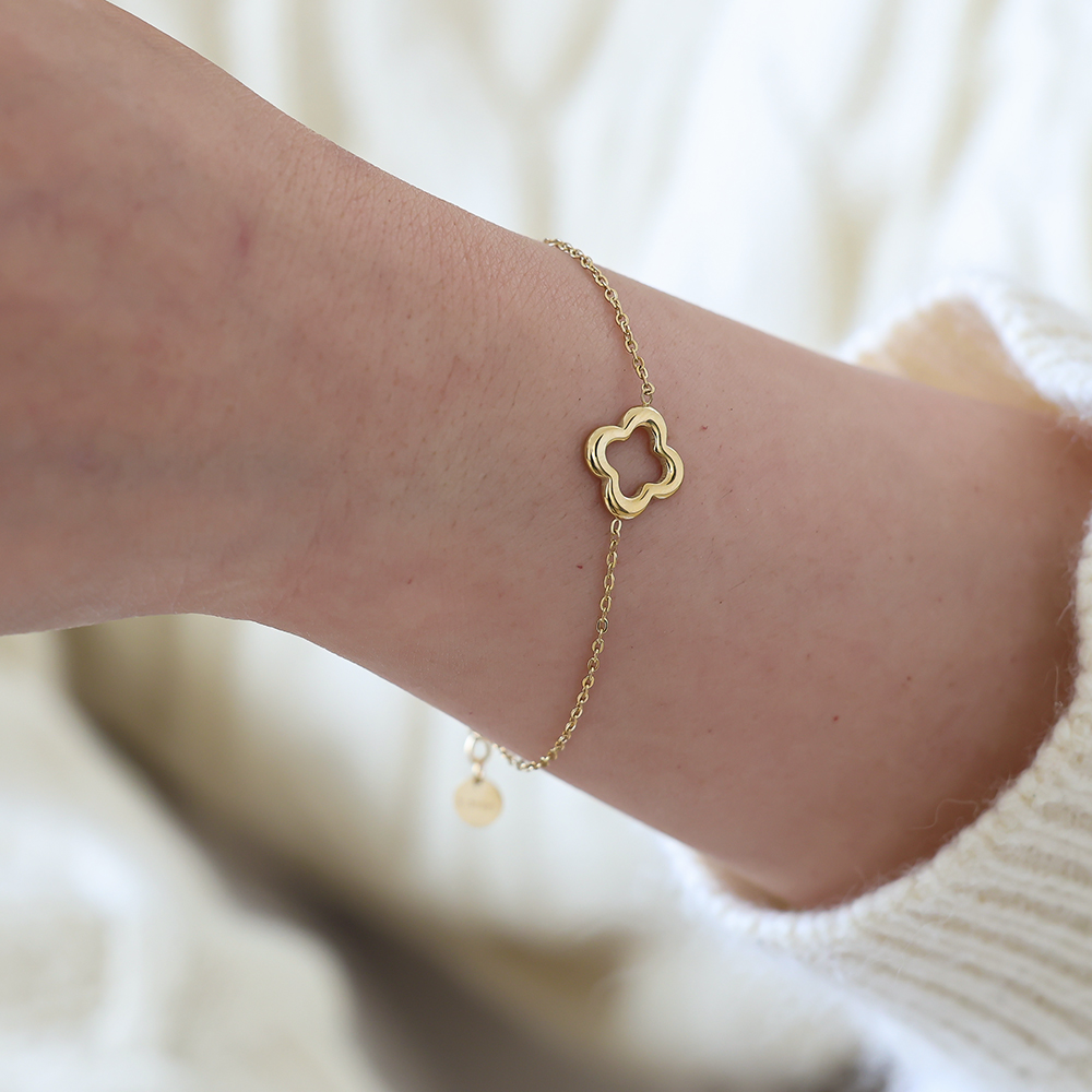 Edelstahl Armband 16cm Glückskleeblatt