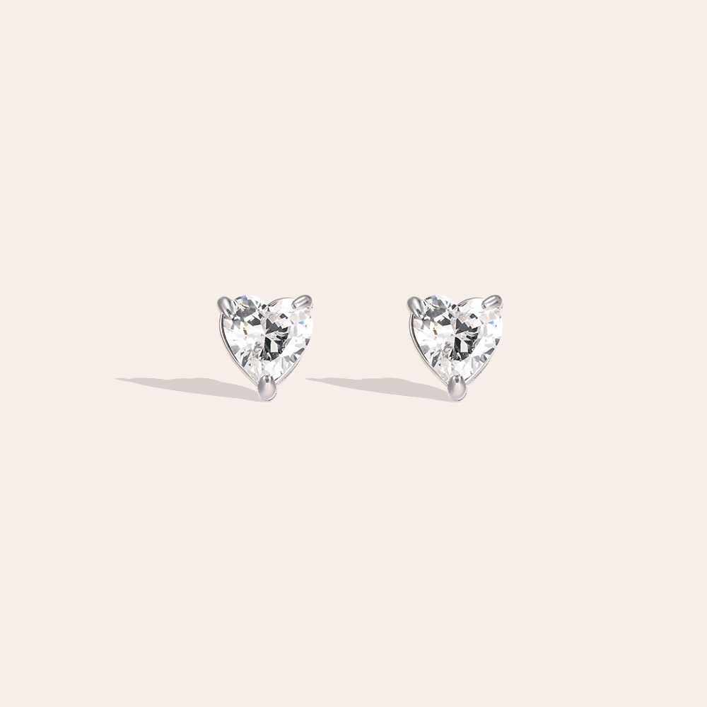 Edelstahl Ohrringe 5.8mm Zirkonia Herz