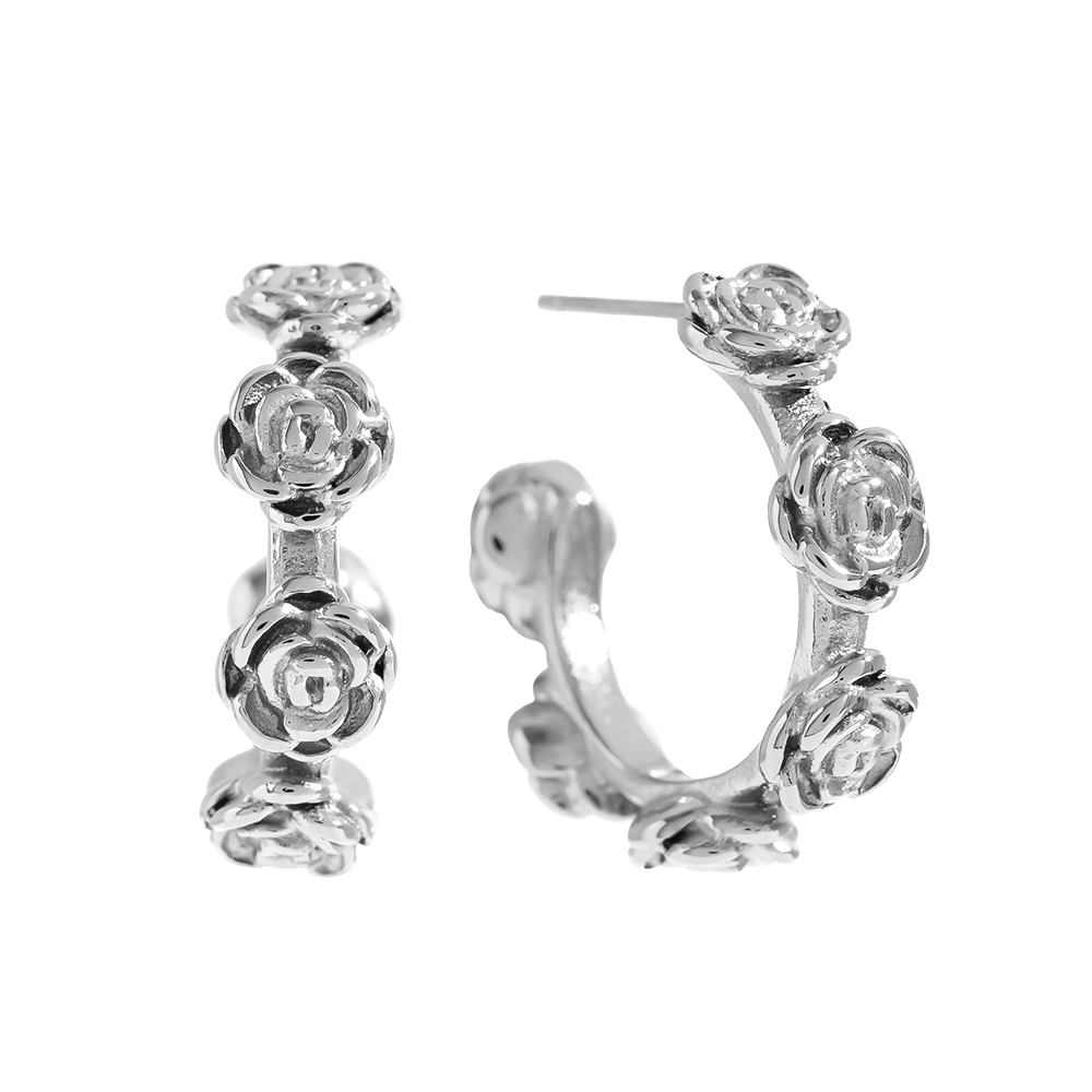 Edelstahl Ohrringe 22mm Rose Hoop