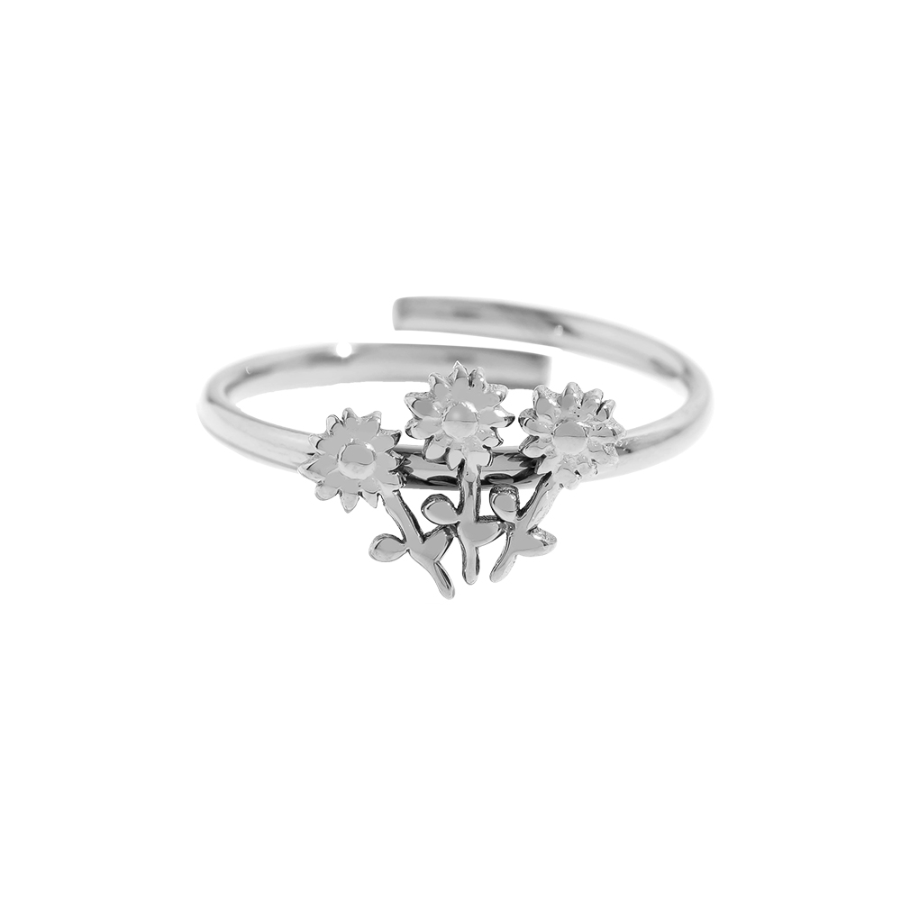 Edelstahl Ring Three Flowers