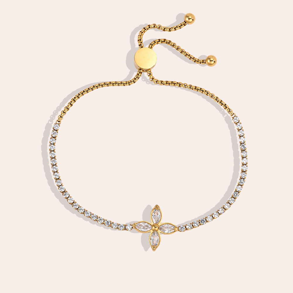 Edelstahl Armband Verstellbarer Glitzerndes Kleeblatt