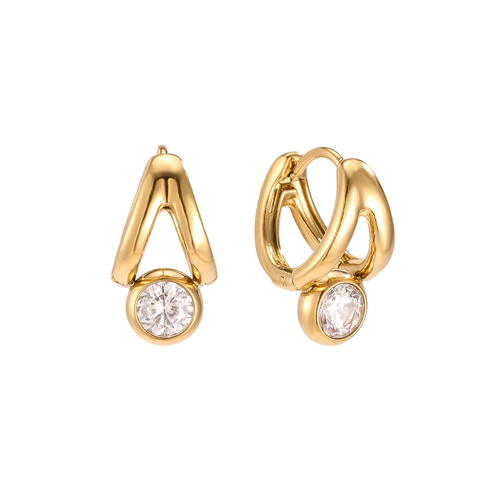 Edelstahl Ohrringe 18*0.9mm runder Zirkonia Creolen   
