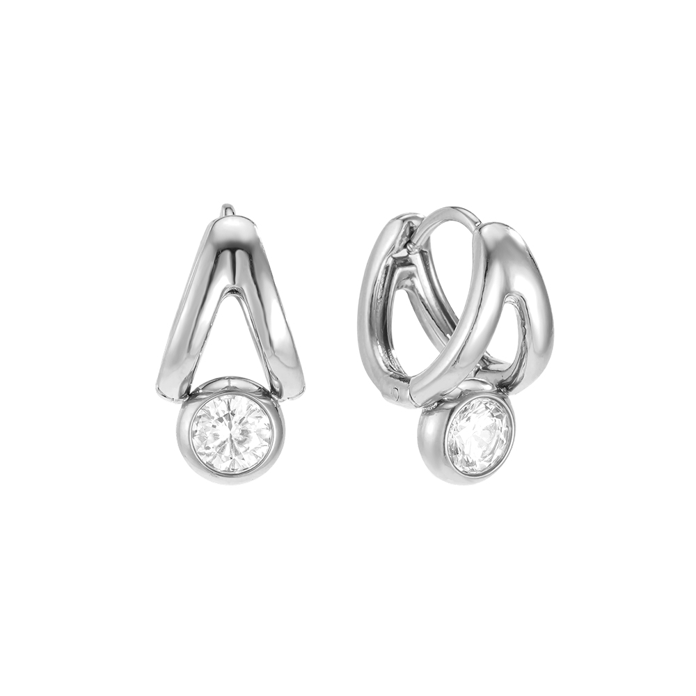Edelstahl Ohrringe 18*0.9mm runder Zirkonia Creolen   