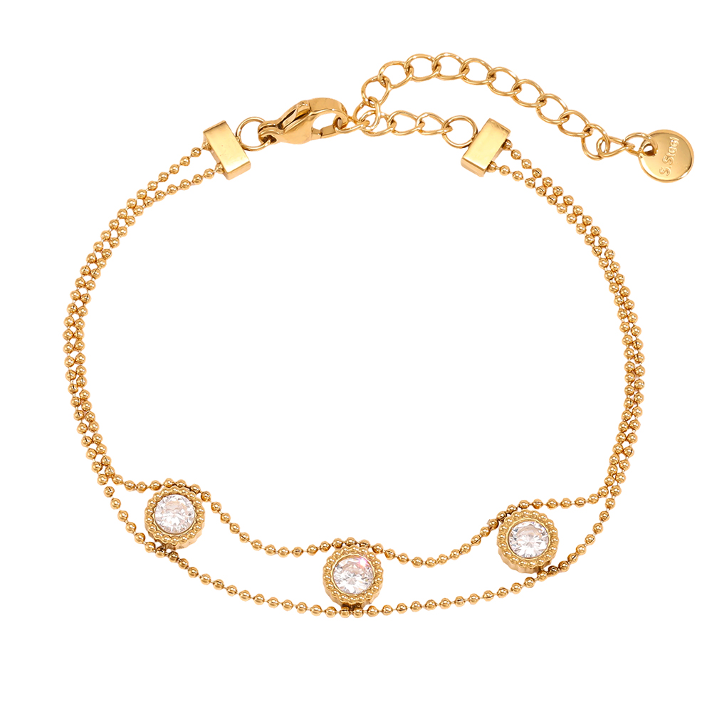 Edelstahl Armband 17.5cm Schlicht Zirkonia