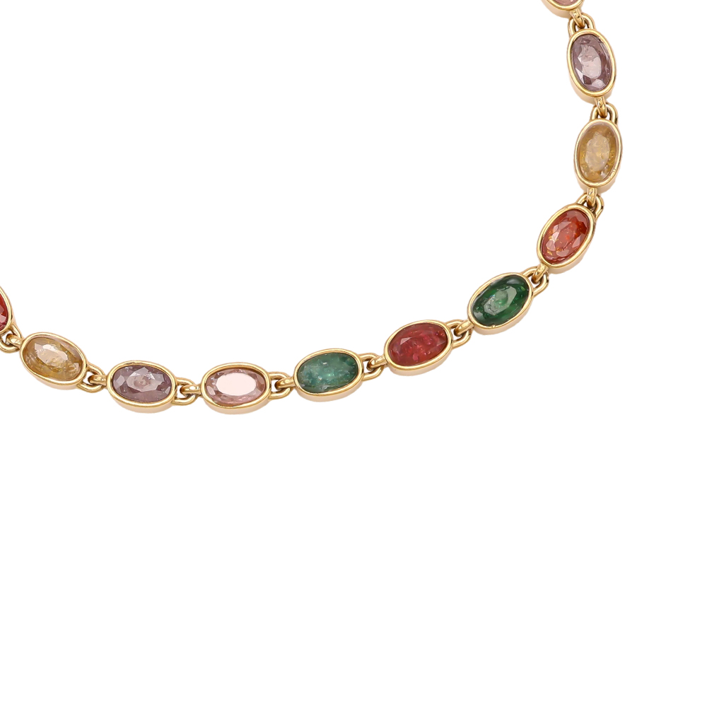 Edelstahl Armband 17cm viele oval bunte funkelnde Zirkonia     