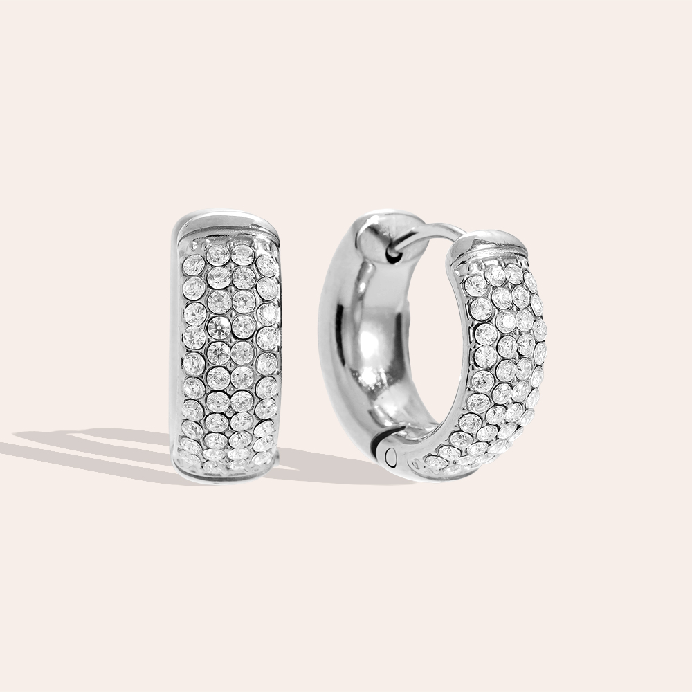 Edelstahl Ohrringe 1.0cm 4 Lines Diamond