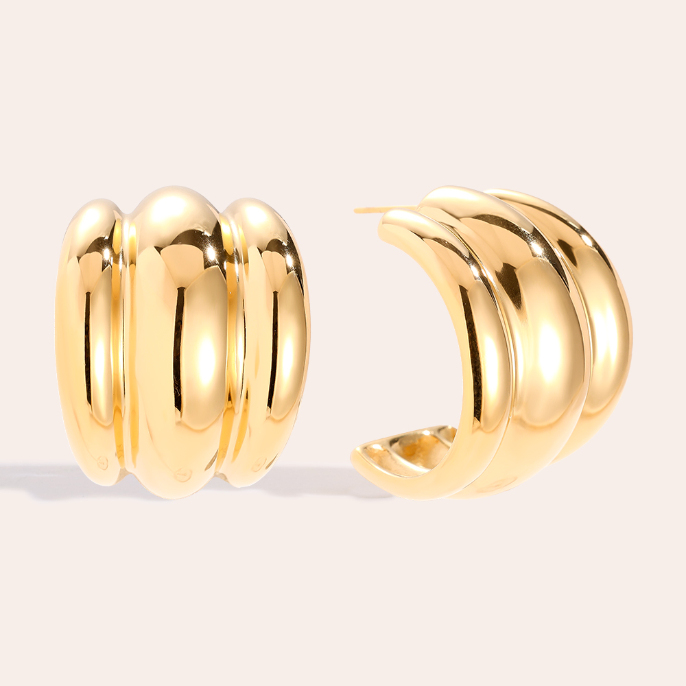 Edelstahl Ohrringe 31mm Three Line Hoop