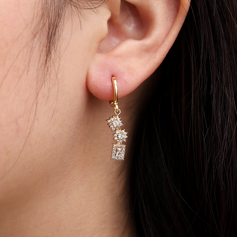 Vergoldete Ohrringe 3.4cm Mini Cubes Diamond