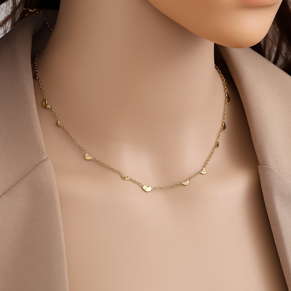 Edelstahl Halskette 39cm Mini Hearts Chain