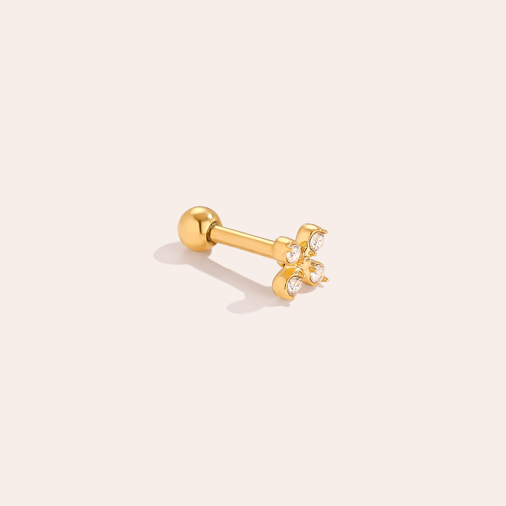 Edelstahl Piercing 4mm Mini Cross Diamond