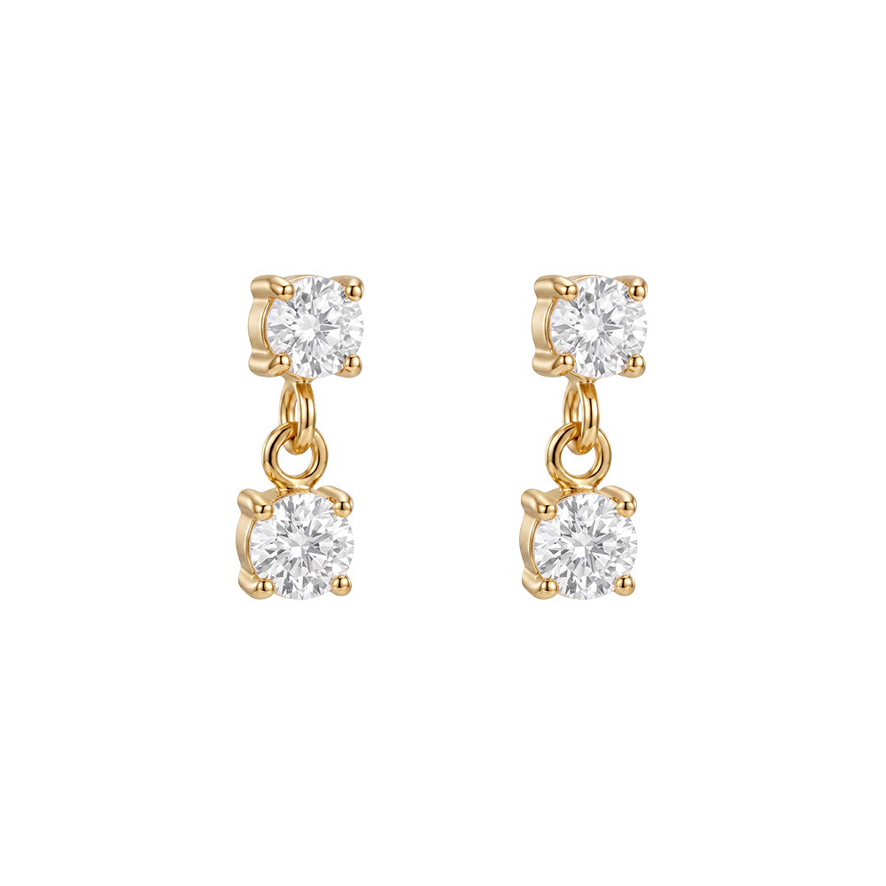 Edelstahl Ohrringe 10mm zwei kleine Zirkonia
