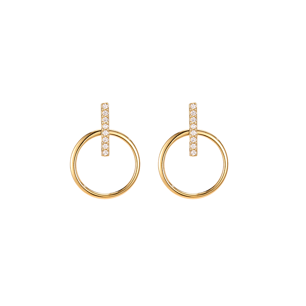Edelstahl Ohrringe 20mm Zirkonia und Ring
