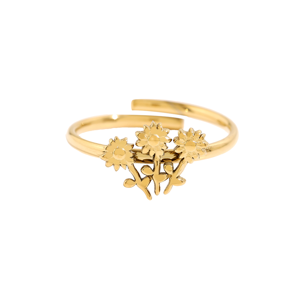 Edelstahl Ring Three Flowers