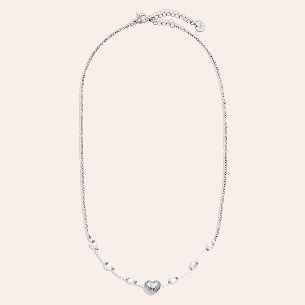 Edelstahl Halskette 40cm Pearly And Hearts
