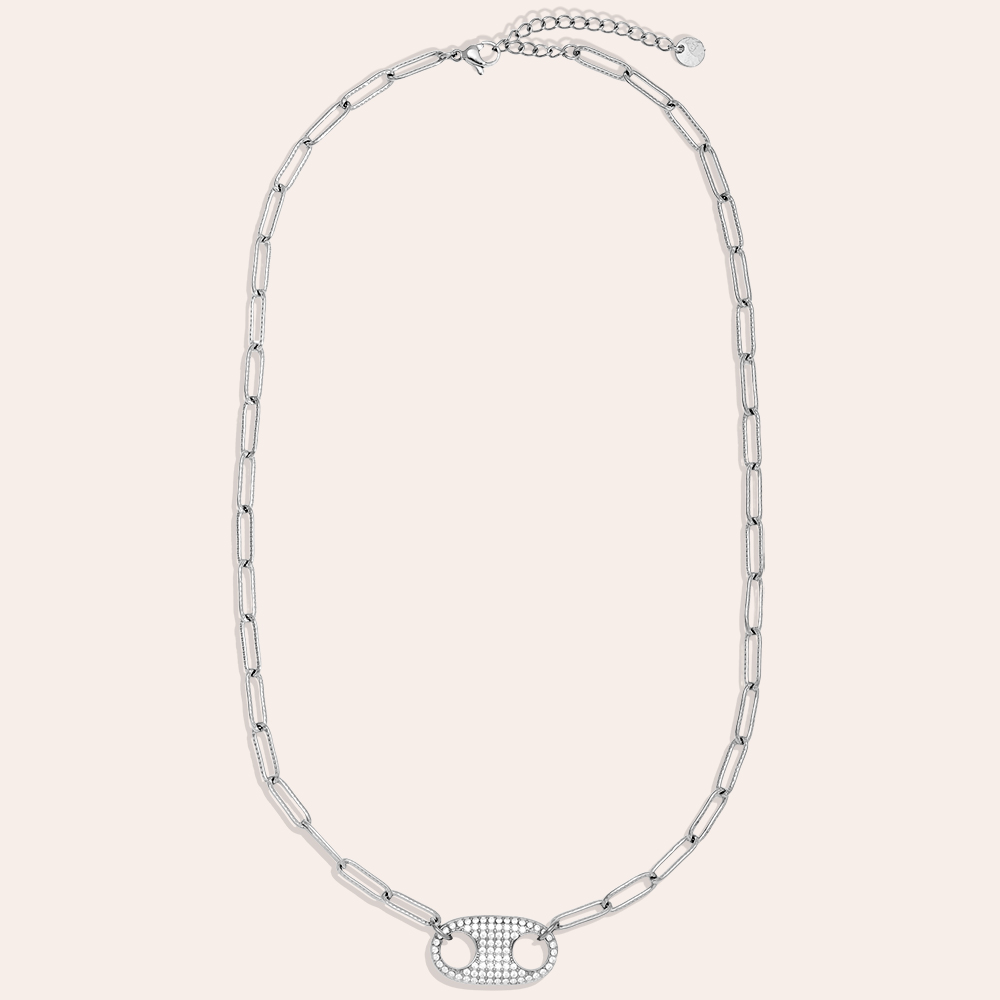 Edelstahl Halskette 44cm Diamond Pig Nose With Charms