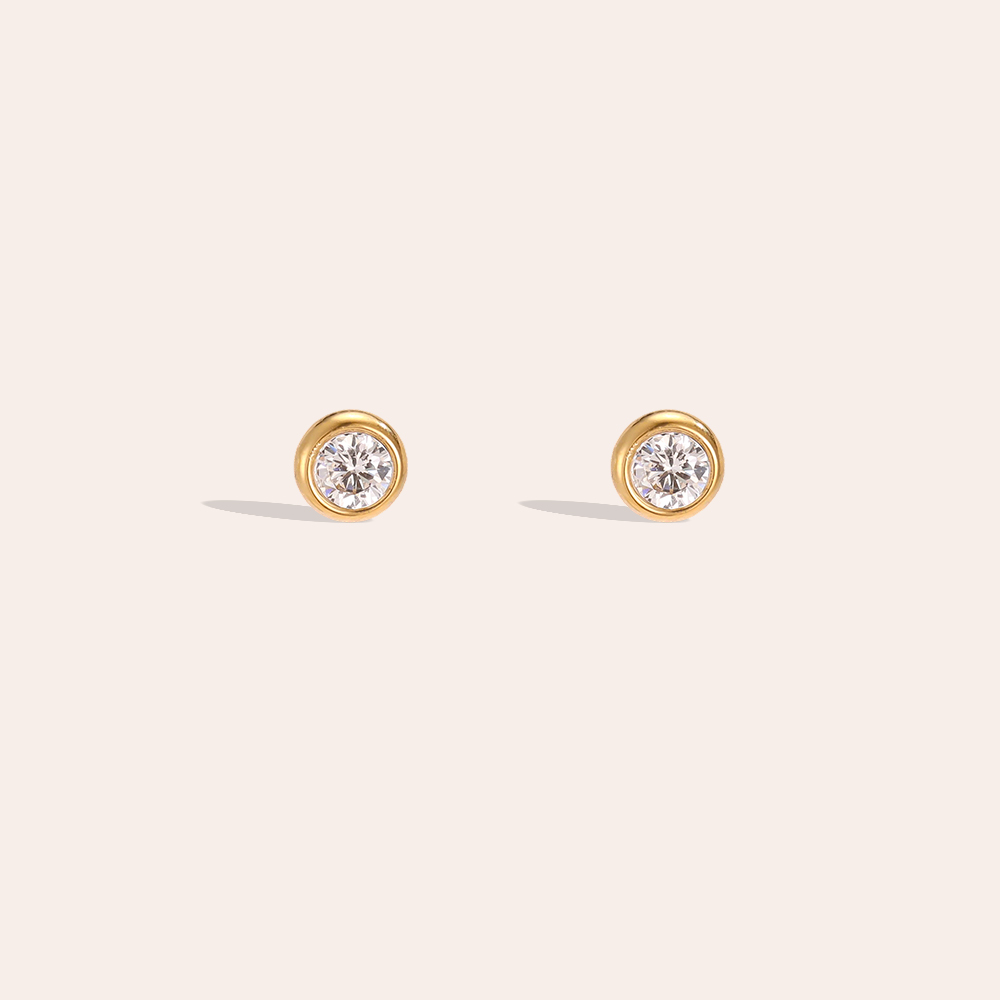 Edelstahl Ohrringe 4mm runder Zirkonia  