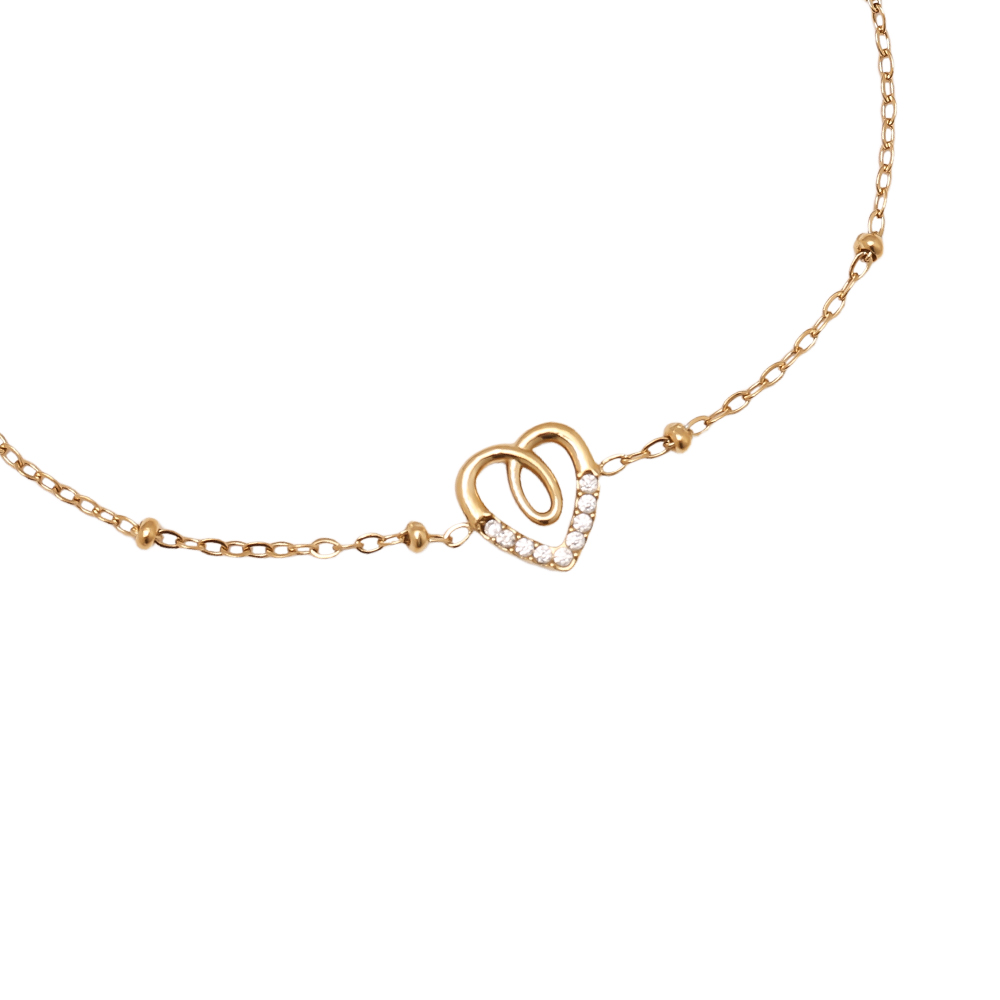 Edelstahl Armkette 17cm Sweet Diamond Heart