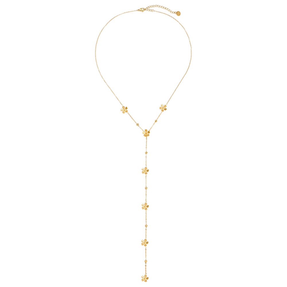 Edelstahl Halskette 41cm Y-Kette mit Blumen