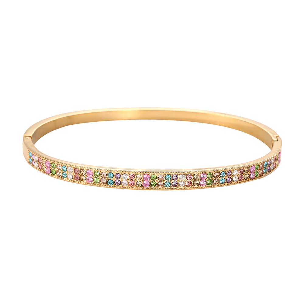 Edelstahl Armreif 6.5cm Feiner Zirkonia