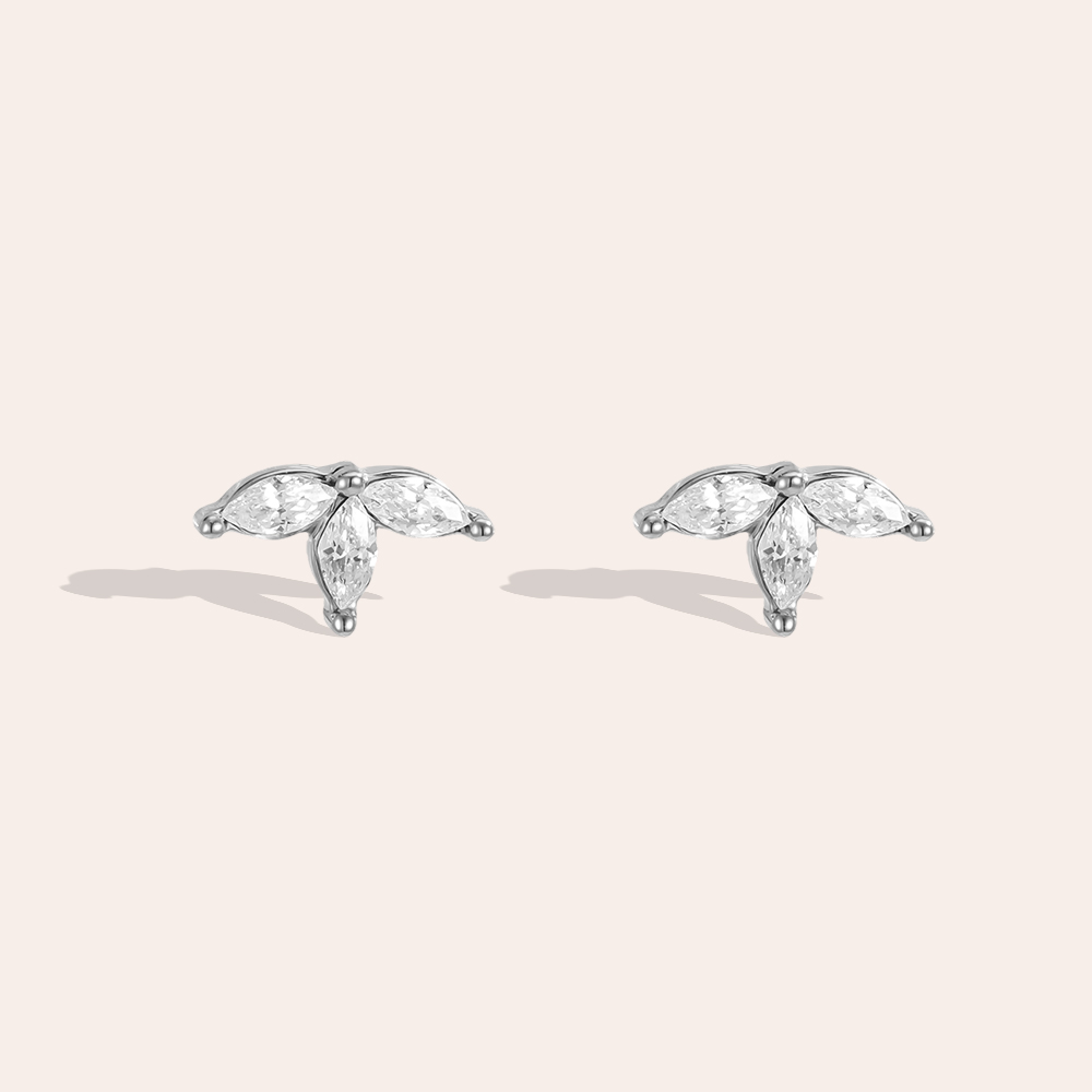 Edelstahl Ohrringe 8mm Zirkonia Blatt